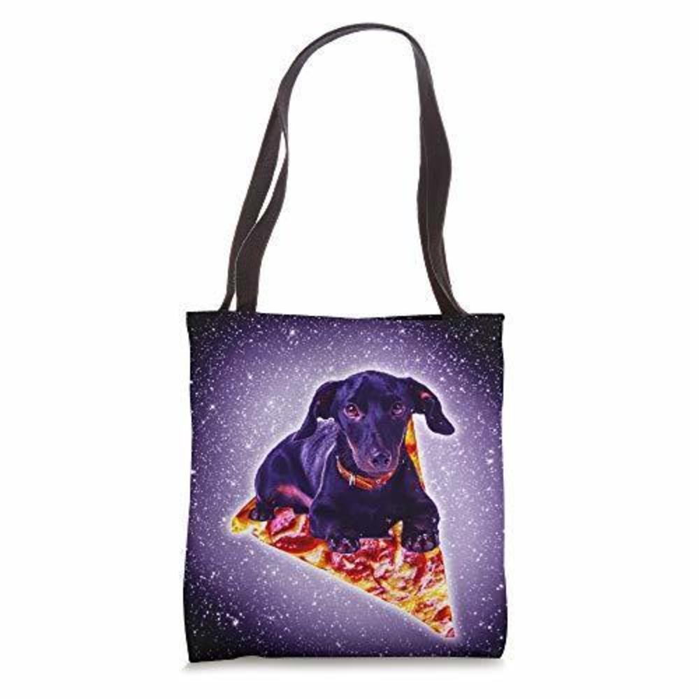 Outer Space Galaxy Dog Riding Pizza Tote Bag T_T